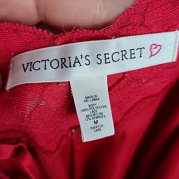 Vintage Victoria’s Secret Y2k Silky Bias CutRed Maxi Slip Dress Rosette Lace M